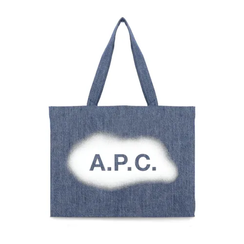 A.p.c. , Blue Denim Shopping Bag with Logo ,Blue female, Sizes: ONE SIZE