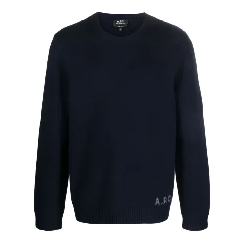 A.p.c. , Blue Virgin Wool Sweater ,Blue male, Sizes: