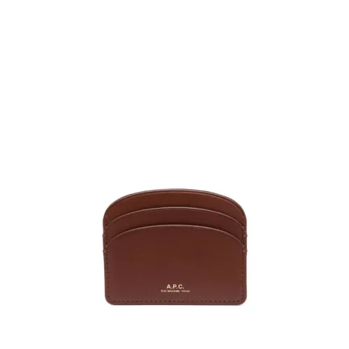 A.p.c. , Brown Leather Credit Card Wallet ,Brown female, Sizes: ONE SIZE
