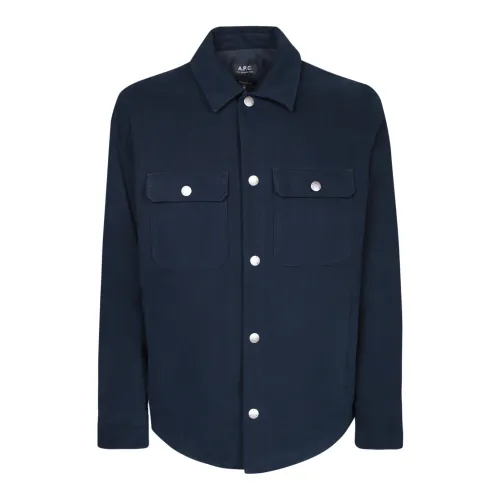A.p.c. , Classic Collar Cotton Shirt ,Blue male, Sizes: