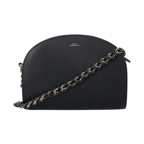 A.p.c. , Curve-edge Engraved Logo Leather Bag ,Black female, Sizes: ONE SIZE
