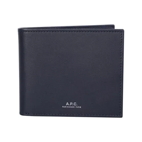 A.p.c. , Grained Leather Aly Wallet with Embossed Logo ,Blue male, Sizes: ONE SIZE