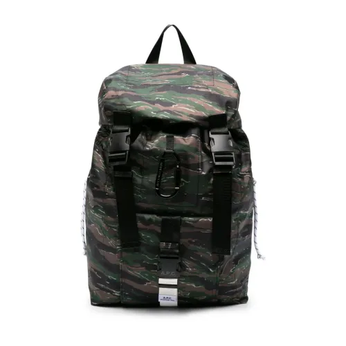 A.p.c. , Green Backpack with A.p.c. Logo ,Green male, Sizes: ONE SIZE