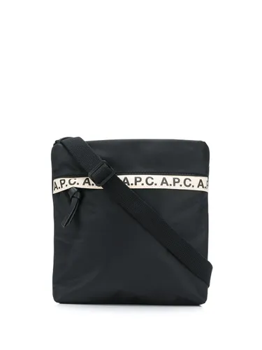A.P.C. logo stripe messenger bag - Black