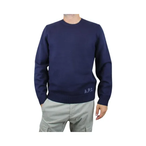 A.p.c. , Navy Blue Knit Jersey - Paris Style ,Blue male, Sizes: