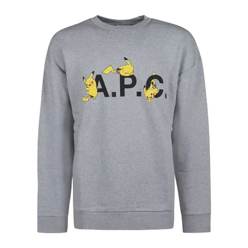 A.p.c. , Pokémon Logo Cotton Sweatshirt ,Gray male, Sizes: