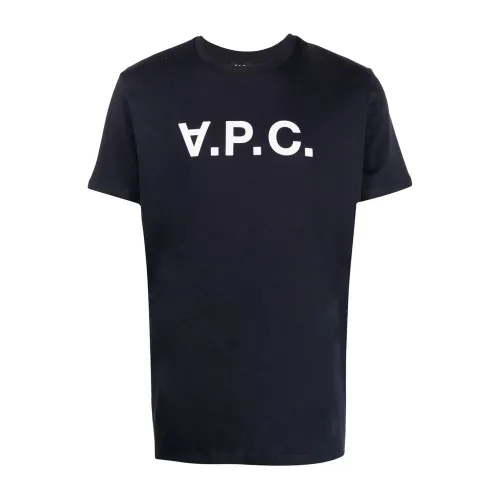 A.p.c. , Printed Logo T-Shirt ,Blue male, Sizes:
