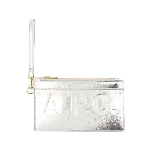 A.p.c. , Silver Synthetic Market Clutch ,Gray female, Sizes: ONE SIZE