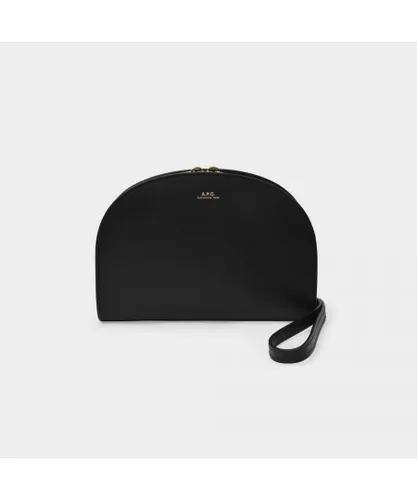 A.P.C. Womens Demi-Lune Clutch in Black Leather Calf Leather - One Size