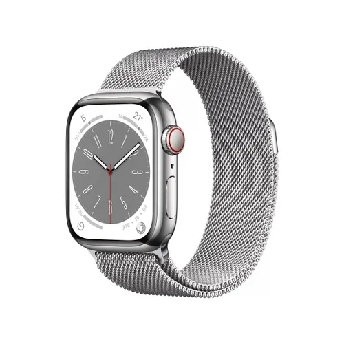 Apple Watch Series 8 GPS + Cellular, 41mm, Stainless Steel, Milanese Loop, Regular - Silver - Unisex
