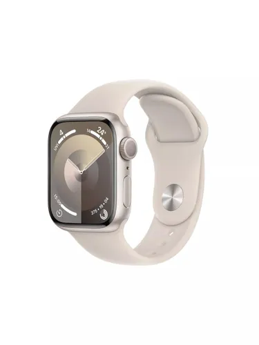Apple Watch Series 9 GPS, 41mm, Aluminium Case, Sport Band, Medium-Large - Starlight - Unisex