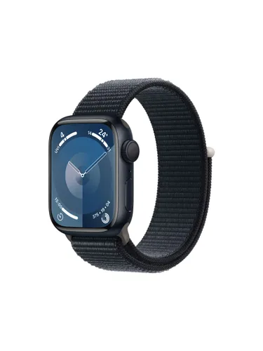 Apple Watch Series 9 GPS, 41mm, Aluminium Case, Sport Loop, One Size - Midnight - Unisex