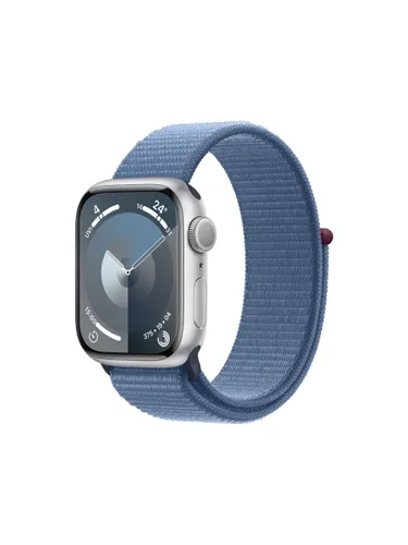 Apple Watch Series 9 GPS, 41mm, Aluminium Case, Sport Loop, One Size - Silver/Winter Blue - Unisex