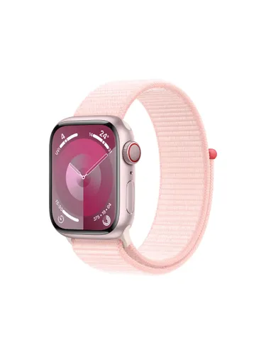 Apple Watch Series 9 GPS + Cellular, 41mm, Aluminium Case, Sport Loop, One Size - Pink/Light Pink - Unisex