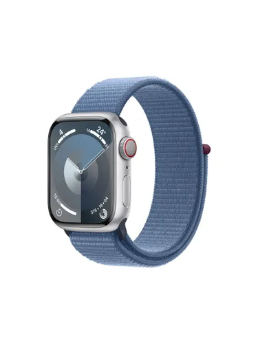 Apple Watch Series 9 GPS + Cellular, 41mm, Aluminium Case, Sport Loop, One Size - Silver/Winter Blue - Unisex
