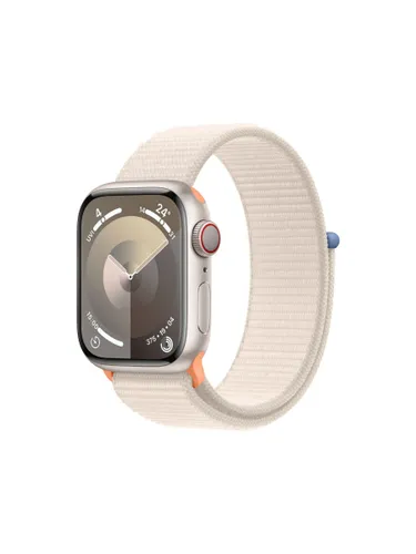 Apple Watch Series 9 GPS + Cellular, 41mm, Aluminium Case, Sport Loop, One Size - Starlight - Unisex