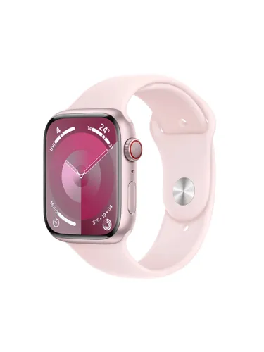Apple Watch Series 9 GPS + Cellular, 45mm, Aluminium Case, Sport Band, Medium-Large - Pink/Light Pink - Unisex