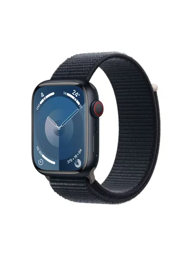 Apple Watch Series 9 GPS + Cellular, 45mm, Aluminium Case, Sport Loop, One Size - Midnight - Unisex