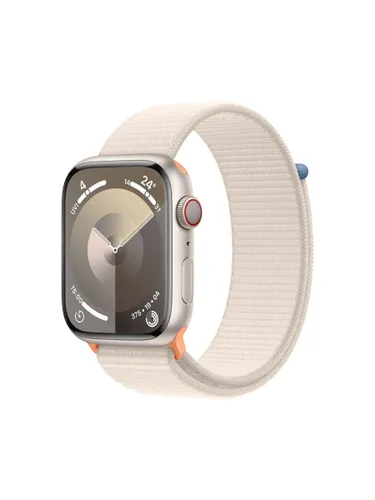 Apple Watch Series 9 GPS + Cellular, 45mm, Aluminium Case, Sport Loop, One Size - Starlight - Unisex