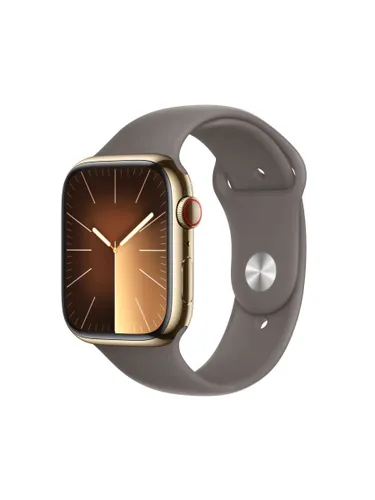 Apple Watch Series 9 GPS + Cellular, 45mm, Stainless Steel Case, Sport Band, Medium-Large - Gold/Clay - Unisex