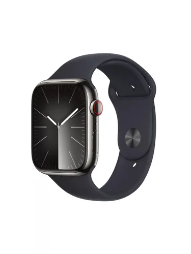 Apple Watch Series 9 GPS + Cellular, 45mm, Stainless Steel Case, Sport Band, Medium-Large - Graphite/Midnight - Unisex