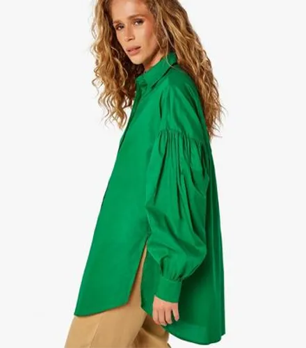 Apricot Green Cotton Balloon Sleeve Oversized Shirt New Look