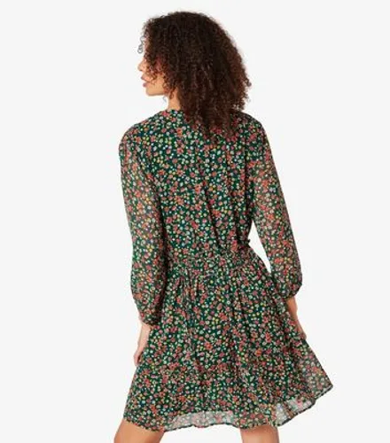 Apricot Green Ditsy Floral Ruched Mini Dress New Look