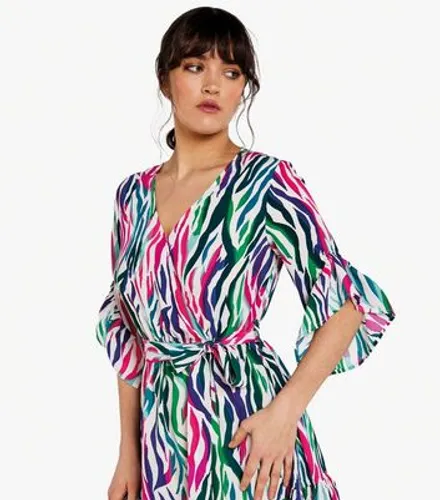 Apricot Multicoloured Zebra Print Wrap Mini Dress New Look