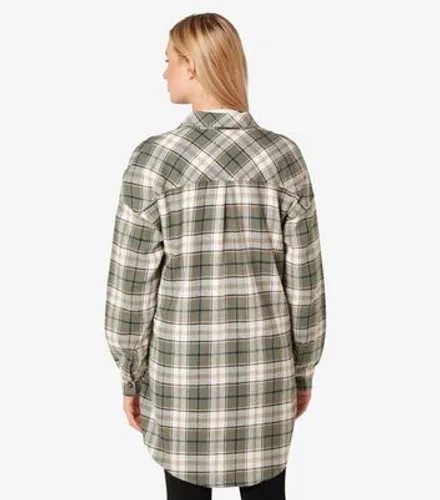Apricot Olive Check Cotton Oversized Shirt New Look