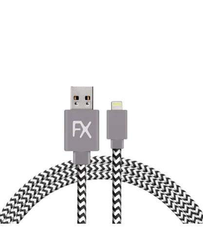 Aquarius 1m Phone Lightning Nylon USB Wire Braided Cable, Zebra - Black/White - One Size