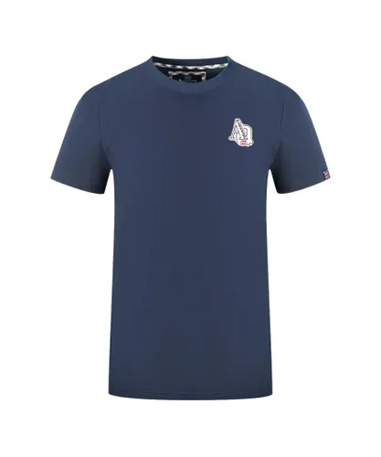 Aquascutum Mens "1851 AQ" Logo Navy Blue T-Shirt