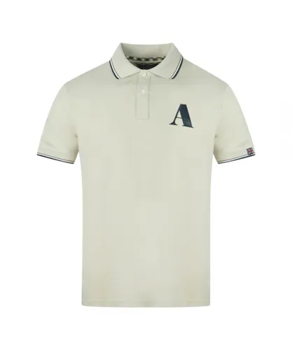 Aquascutum Mens A Logo Beige Polo Shirt Cotton