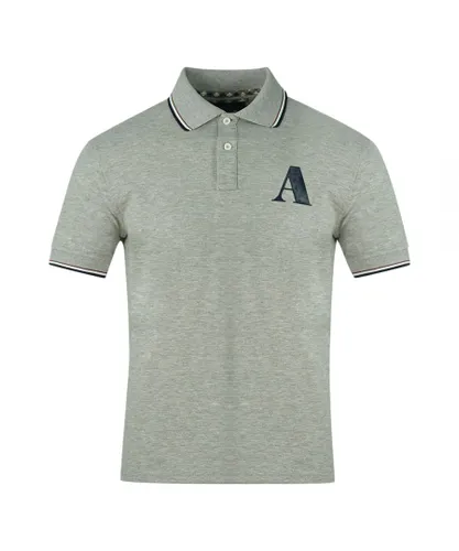 Aquascutum Mens A Logo Grey Polo Shirt Cotton