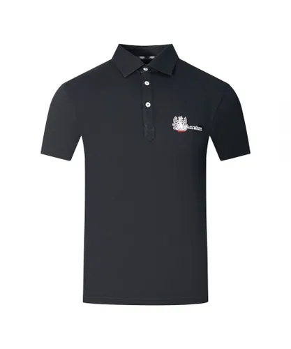 Aquascutum Mens Aldis Brand London Logo Black Polo Shirt