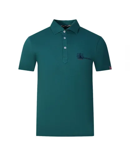 Aquascutum Mens Aldis Brand London Logo Green Polo Shirt