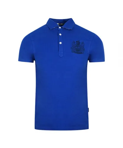 Aquascutum Mens Aldis Crest Chest Logo Blue Polo Shirt Cotton