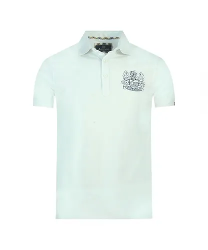 Aquascutum Mens Aldis Crest Chest Logo White Polo Shirt Cotton