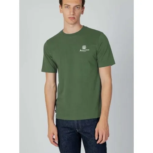 Aquascutum Mens Army Green Beach Basic Small Logo T-Shirt