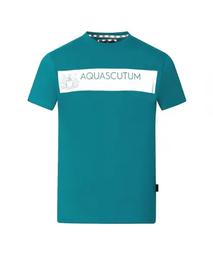 Aquascutum Mens Block Brand Logo Green T-Shirt