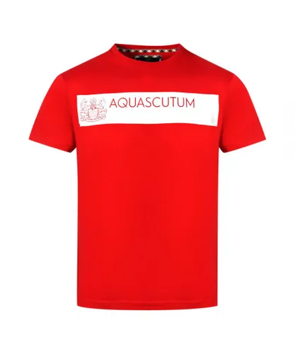 Aquascutum Mens Block Brand Logo Red T-Shirt