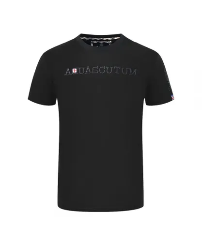 Aquascutum Mens Brand Embossed Logo Black T-Shirt