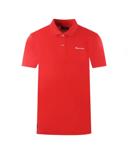Aquascutum Mens Brand Logo Plain Red Polo Shirt
