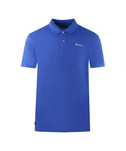 Aquascutum Mens Brand Logo Plain Royal Blue Polo Shirt