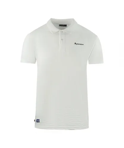 Aquascutum Mens Brand Logo Plain White Polo Shirt