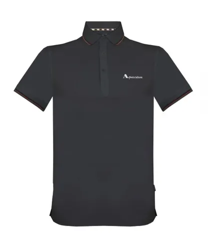 Aquascutum Mens Brand Logo Polo Shirt - Black