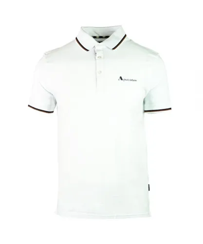 Aquascutum Mens Brand Logo White Polo Shirt by Cotton
