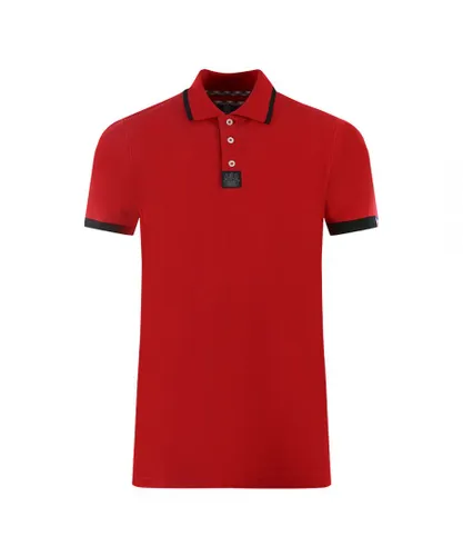 Aquascutum Mens Branded Shoulder Tipped Red Polo Shirt