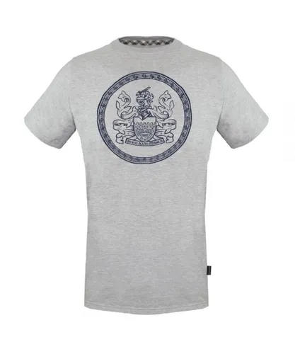Aquascutum Mens Circle Aldis Logo Grey T-Shirt Cotton