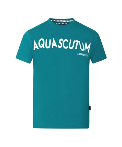 Aquascutum Mens Distorted Logo Green T-Shirt