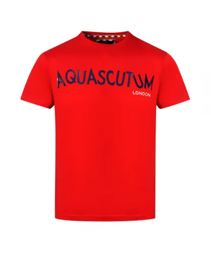 Aquascutum Mens Distorted Logo Red T-Shirt